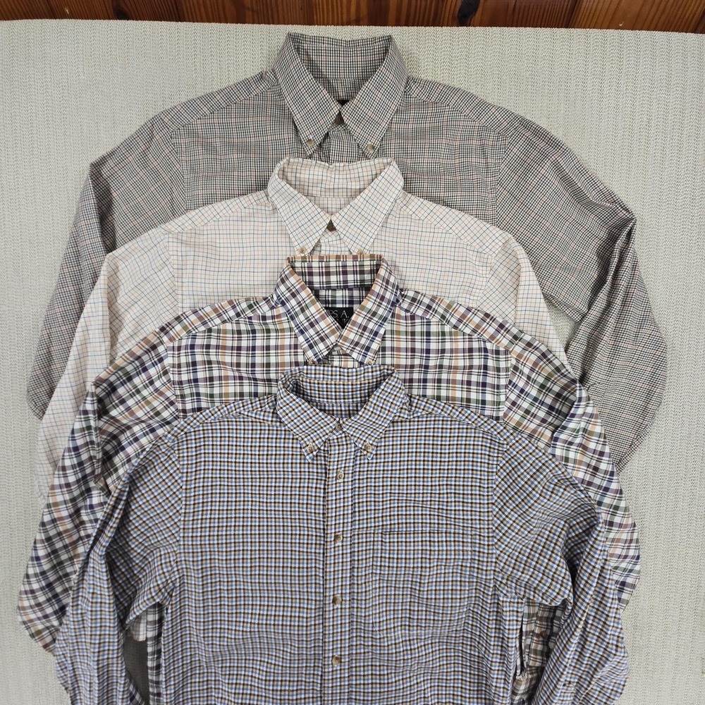 Jos A Bank Shirt Mens Small Lot 4 Multicolor Plaid Check Long Sleeve Button Down